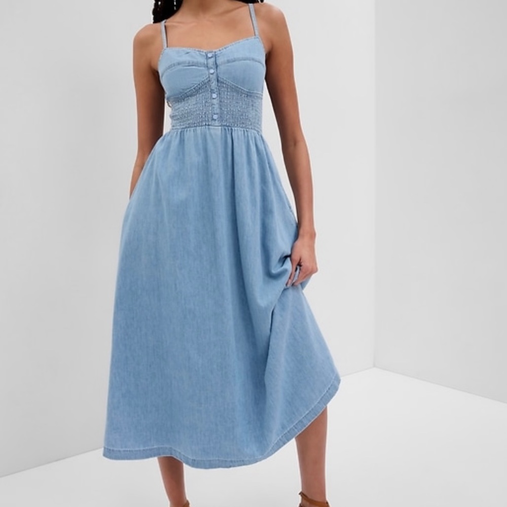 Organic cotton GAP corset midi denim dress